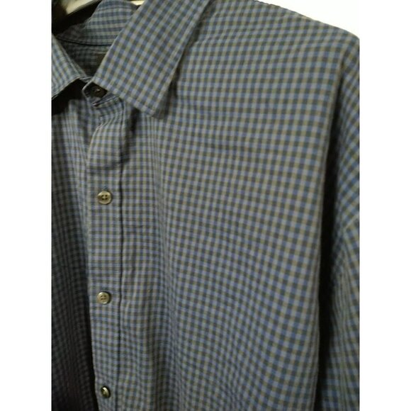 Van Huesen Blue Grey Checkered Long Sleeve Flex Slim Shirt. Size XXL - Picture 4 of 12